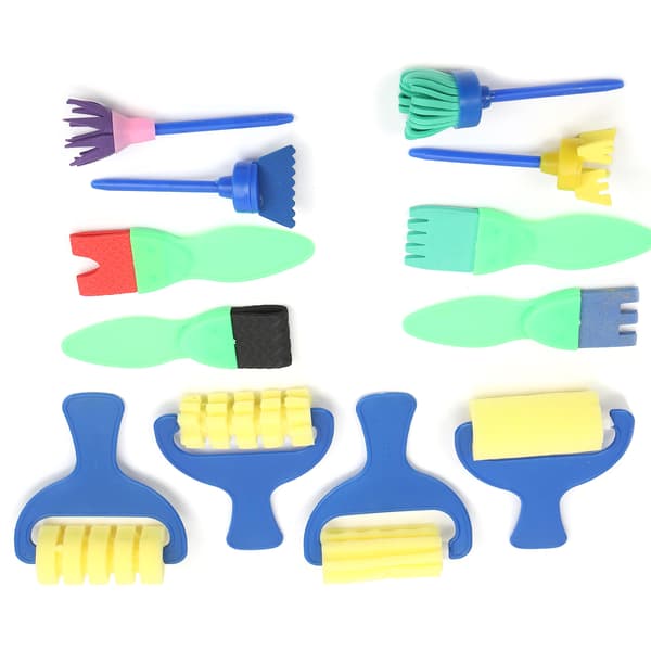 12 kpl sienimaalaussiveltimiä EVA-leimarulla DIY Early Learning Tools Taaperoille Lapsille Maalisetti