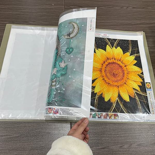 A3 20 sider Rhinestones Maling Opbevaringsbog Kunst Portfolio Mappe Præsentation Binder med 40 klare lommer Ærmer Beskyttelse tilfældig farve