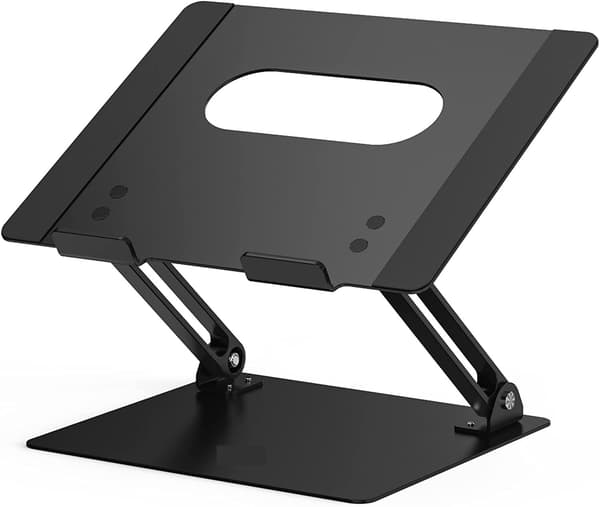 Bærbar computerstativ i aluminium, ergonomisk justerbart bærbar computerstativ til Air, Pro, Dell, HP, Lenovo og mere 10-14 tommer bærbar computer (sort)