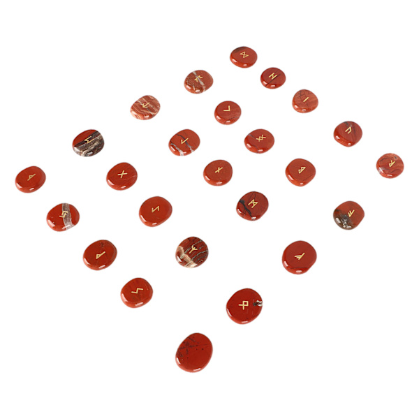 25 st Naturliga Rune Stones Set Utsökt runor Carving Meditationsstenar Set för bön Spådom Healing Redstone