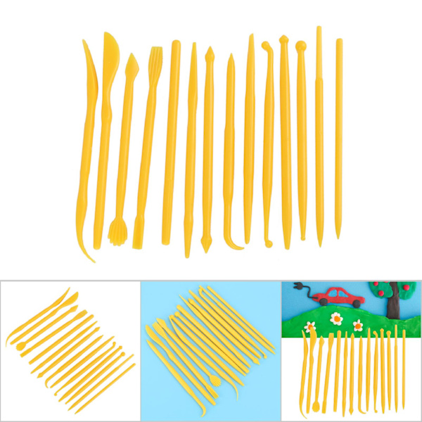 14 kpl DIY Muovi Savi Veistokset Sarja Keramiikka Muotoilija Polymeeri Mallinnus Käsityökalut (Keltainen)