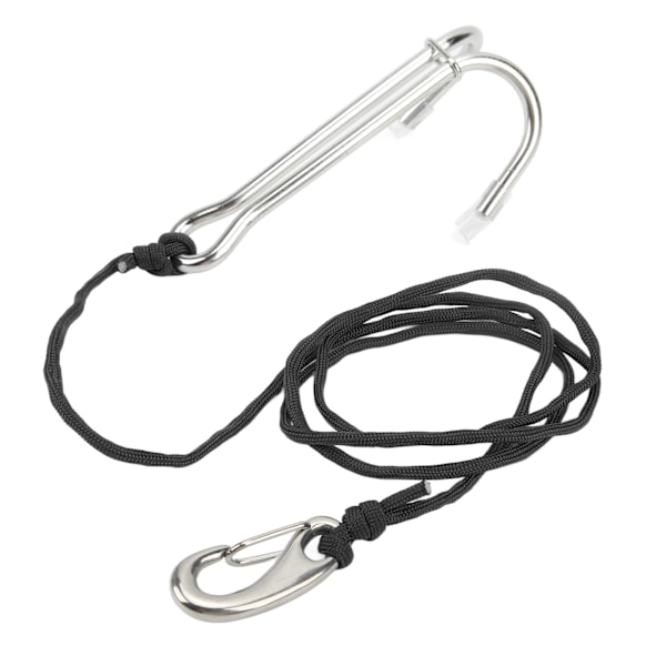 Dykkekroker i rustfritt stål Dobbel revkrok med spiralflettet lanyard for undervannsaktiviteter Dykkere Sikkerhet Svart