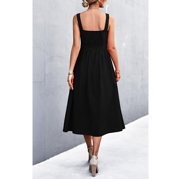 Dame Kjole med Firkantet Hals Trendy Elegant Lynlås Løstsiddende Casual Stropløs Kjole til Fest Sort S