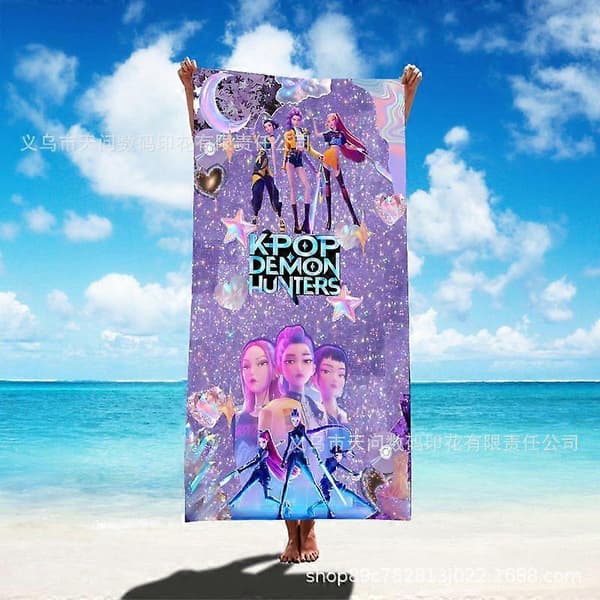 K-POP Demon Slayer Pigegruppe Polyester Mikrofiber Vandabsorberende og Hurtigtørrende Badehåndklæde 75*150cm