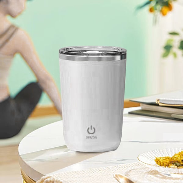 350 ml Automatisk Magnetisk Omrörningsmugg Tvättbar Omrörningskaffekopp med Rostfritt Stål Innerfoder för Mjölk