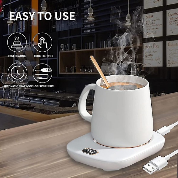 USB Elektrisk Kaffe Mugg Värmare Underlägg Platta - Vit