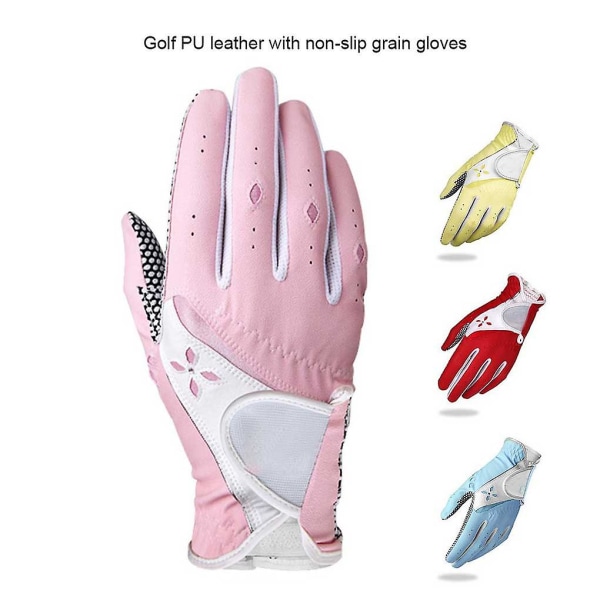 Pu Læder Kvinde Golf Handsker Åndbar Justerbare skridsikre handsker Til Mænd Kvinde Sportstilbehør Yellow Size 19