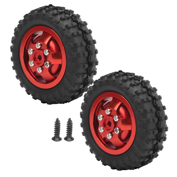 D12005 52mm RC auton renkaat Kumi Alumiiniseos Liukumattomat renkaat WPL D12 1/10 RC kuorma-autolle (Punainen R)