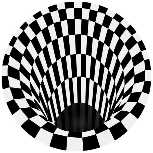 Stereo vision svart og hvitt sirkulært teppe, diameter 80 cm