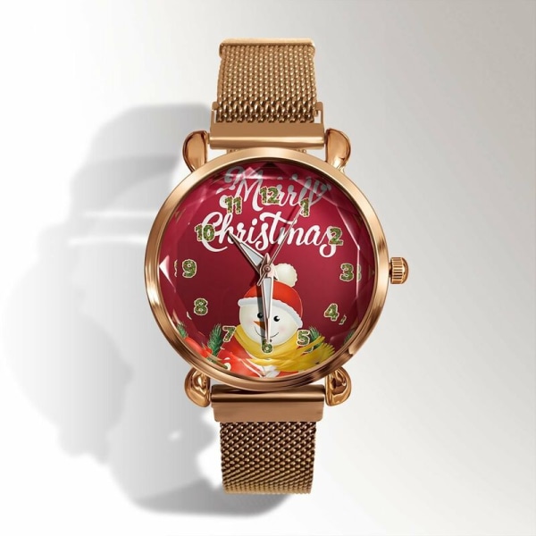 Julaften Festlige bokstaver Studentmote Kvinne Trend Magnetisk lås Gull Shell Watch Quartz Watch 8