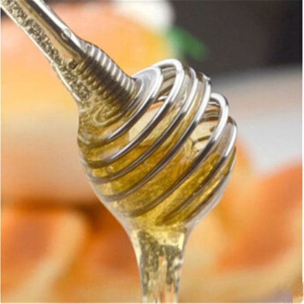 Rostfritt stål Honey Dipper Omrörningsstav för honungsburktillbehör Långt handtag blandningsstav Köp en Få en gratis