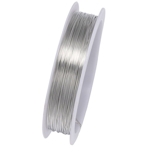 0,7 mm smykkeperletråd 13 fot sterk anløpsbestandig kobbertråd for gjør-det-selv-smykker halskjede armbåndfremstilling, modell: sølv 0,7 mm