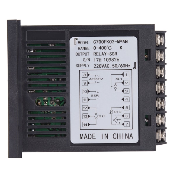 Digital temperaturregulator med høj præcision PID-styring RELAySSR Udgang 0-400℃