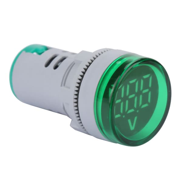 LED Voltmeter Signallys Digital Display DC Spændingsmåler Indikator Rund Lampe Tester (Grøn)