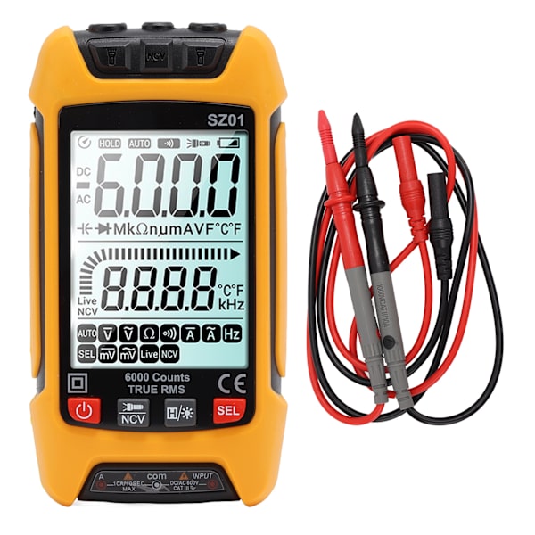 Digitalt multimeter sæt Intelligent stor skærm med høj præcision automatisk brandforebyggelse tester Orange