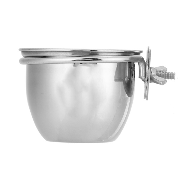 Rostfritt stål papegoja mat och vatten Coop Cup Fågelmatning Skålmatare med klämhållare8,5 cm/3,3in