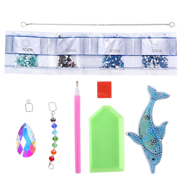 Diamantmålningshänge DIY Crystal Dolphin Wind Chime 5D Diamantmålningshänge Dekorationspresent