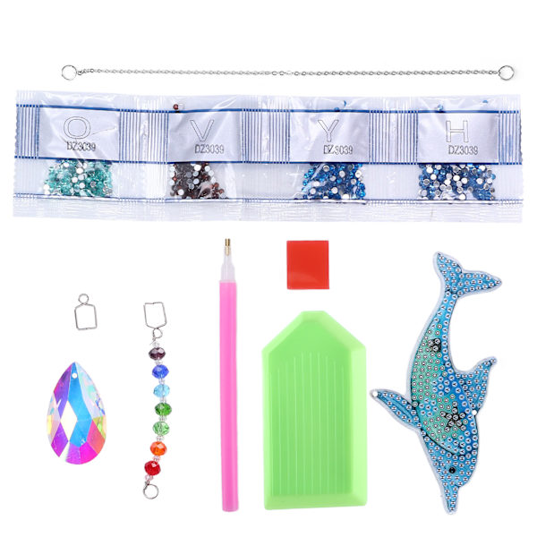 Timanttimaalausriipus DIY Crystal Dolphin Tuulikello 5D Timanttimaalausriipus Koristelahja