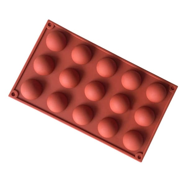 15 Hulrum Halvcirkel Silikonform Chokolade Kage Gelepuddingform Non Stick Cupcake Bageform