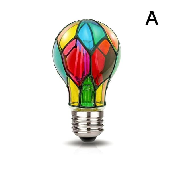 Stained Glass Light Bulb 4W LED Lamp Painted Glass Base M A
