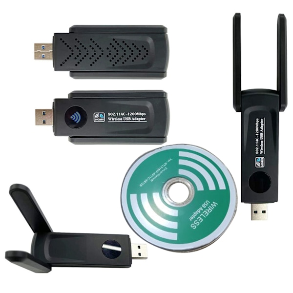 1200M Dual Band WiFi-adapter USB3.0-gränssnitt Plug and Play USB-nätverkskort för bärbar dator