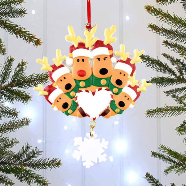 Personlig Renfamilj Julgransdekoration Gör-det-själv-jul-älgprydnad för 2021 Vinter 2022 Nyårspresent (Familj på 5), Modell: 4