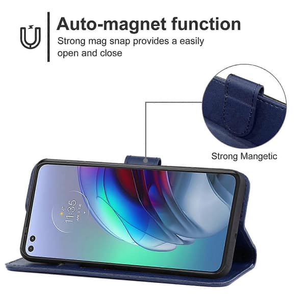 Compatible with Motorola Moto Edge S / G100 Leather Case Blue