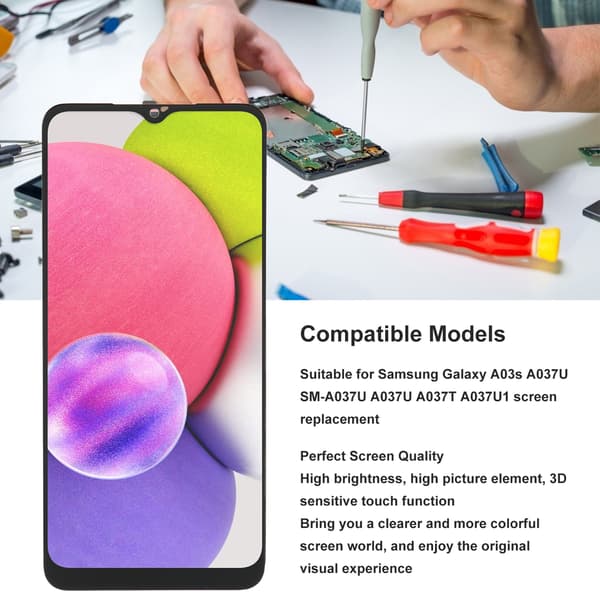Skärmbyte LCD-skärm Touch Digitizer Montering Reparationsdelar Kompatibel med Samsung Galaxy A03s