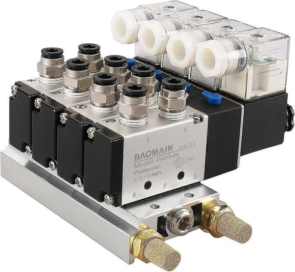 4 integrerte magnetventiler 4V210-08 DC 24V enkelthode 2 posisjon 5 veid med