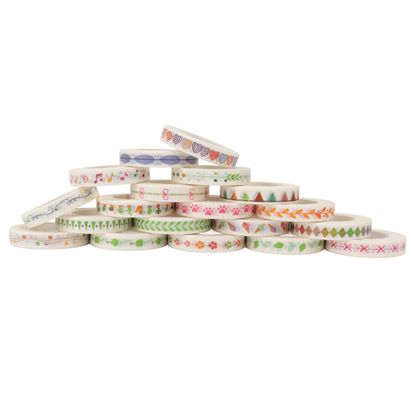 19 stk. Washi Masking Tape Japansk Stil Let at Klæbe Levende Farver Assorteret Stil Farvet Tape til Pakning Scrapbog DIY