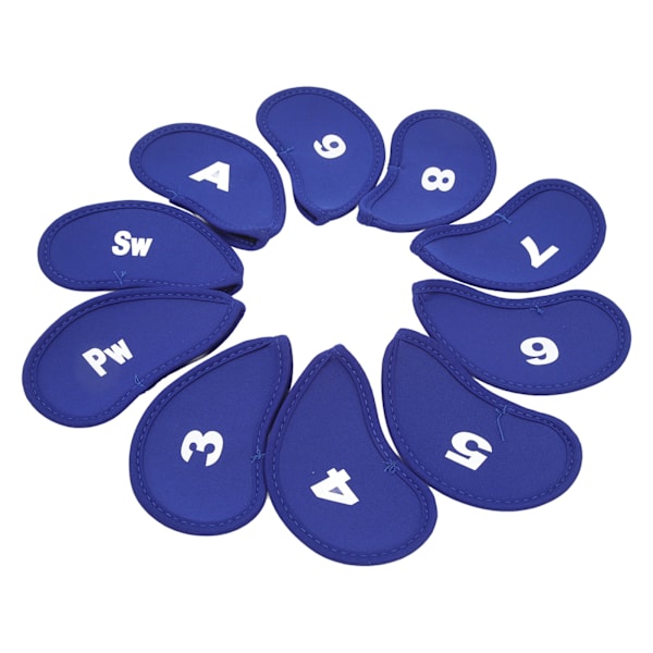 Antal Neopren Golf Iron Cover Set 10 ST Golf Iron Head Covers Golf Iron Sleeve Golf Club Skyddsfodral Safirblå