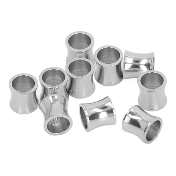 10 st Metall Spacer Pärlor 8mm Längd Rostfritt Stål Glänsande Silver Spacer Pärlor för DIY Smyckeshantverk