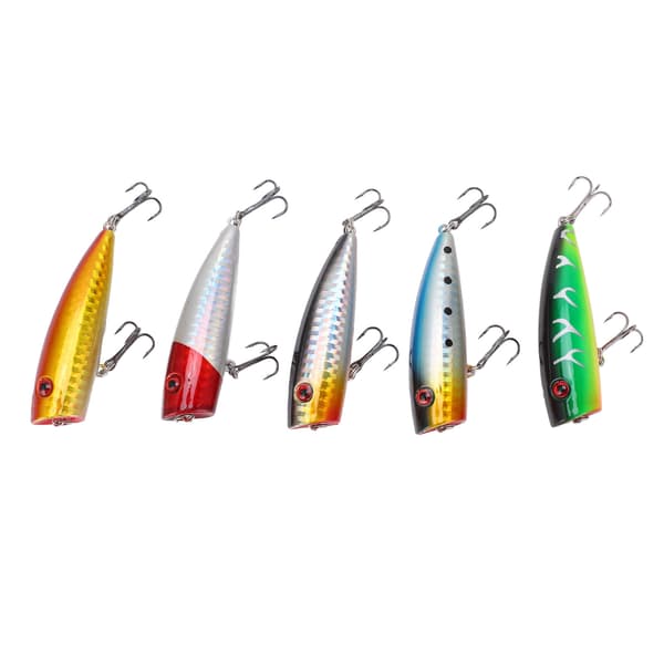 5 stk. hårdt fiskedrag simulering Popper fiskelokkemiddel kompatibel med basfloder søer reservoirer 6,5 cm/9g 5 farver
