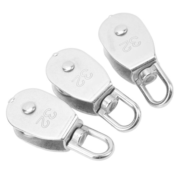 3st remskiva block rostfritt stål M32 250 kg lager vridbart remskiva hjul för campingvandring