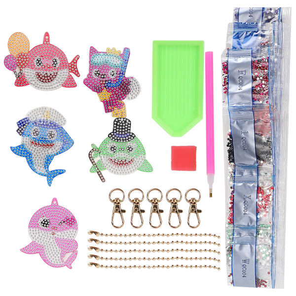 5 kpl Avaimenperä Timanttimaalaus Merieläimet Kuvio DIY 5D Hartsi Avaimenperä Matkatavaroiden Ripustus