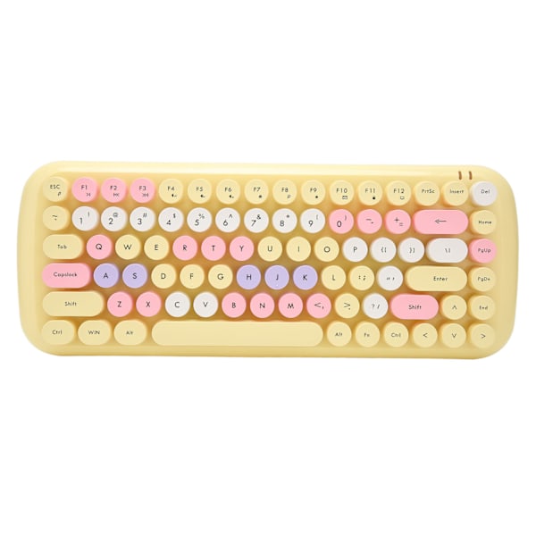 Trådlöst tangentbord Mus Combo 84 tangenter 1600DPI Lättvikt Tyst Retro Datortillbehör Citrongul Blandad färg