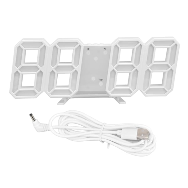 Digital Väggklocka Modern Design Temperatur Display Larm Funktion Ljudkontroll Auto Sleep LED Väggklocka Vit Skal Blå Ord