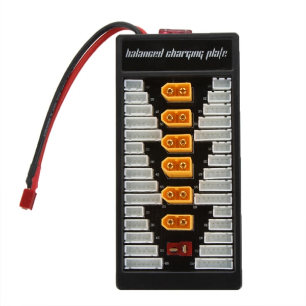 Högkvalitativ TX60 Plug Lipo 2S-6S Parallell Charging Board Laddplatta för Imax B6 B6AC B8 6in1, Modell: Svart