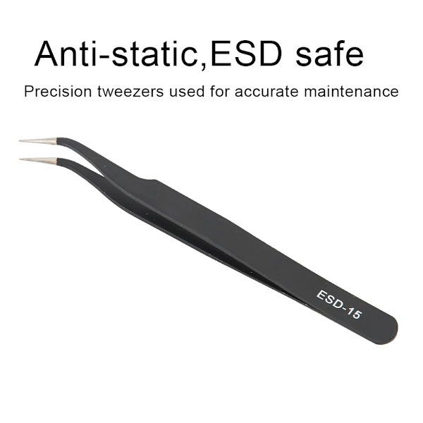 2 ST ESD-15 Antistatisk precisionspincett Rostfritt stål Böjd pincett Underhållsverktyg (Edd-15 (böjd))