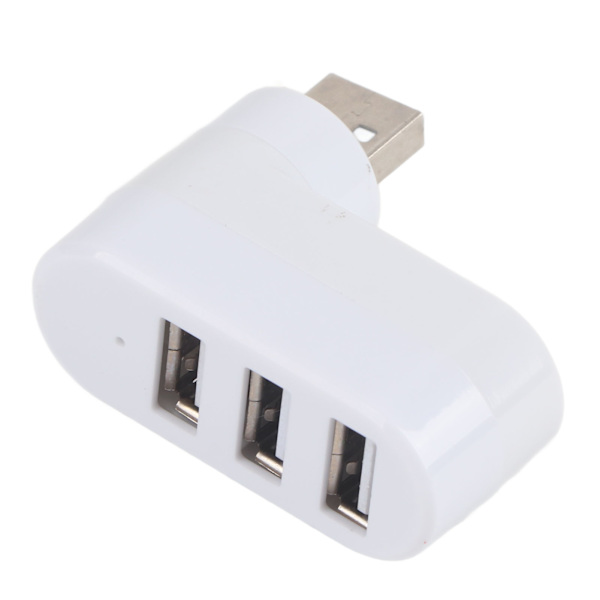 USB 2.0 Hub 3 Port 90°/180° Rotation Hot Swappable Portabel USB-dockningsstation för hemmakontorsresor (Vit)