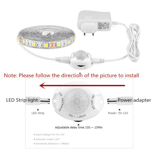 LED Strip med rörelsesensor Vattentät LED Strip Varmvit Strips Belysning med timer för kök under skåptrappor