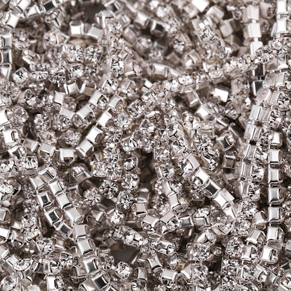 Klart glas Rhinestone Cup Kedja Tyg Smycken Hantverk Sytillbehör Dekoration Silver
