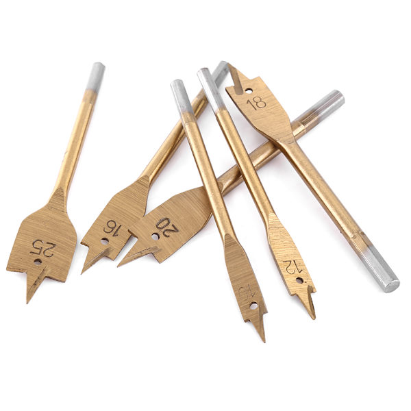 6 st Högkolstål Spade Paddel Bits WoodWorking Plattborrning Borrverktyg 10-25MM