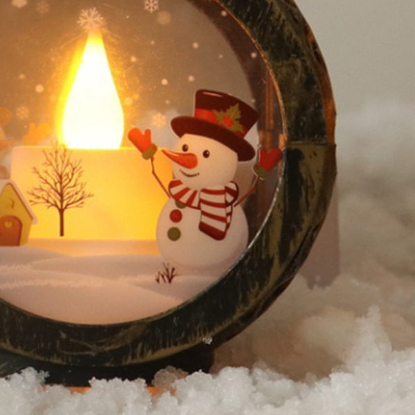 LED-lyslys Rund Retro Liten Glass Plast Led Element Julelysdekorasjon for Hjem Bronse Snømann