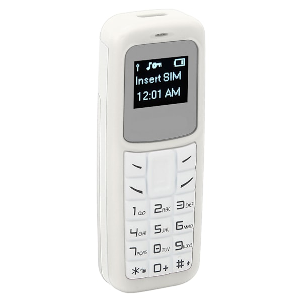 Mini Mobiltelefon Liten Mobiltelefon Bluetooth-headset Uppringare med Öronkrok Stöd SIM 0,66 tum Vit