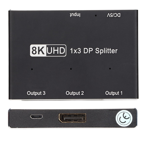 1x3 DisplayPort Splitter 8K 30Hz 4K 144Hz Triple MST SST Hub 1 in 3 Out DP Splitter för hemmabio skolhotell