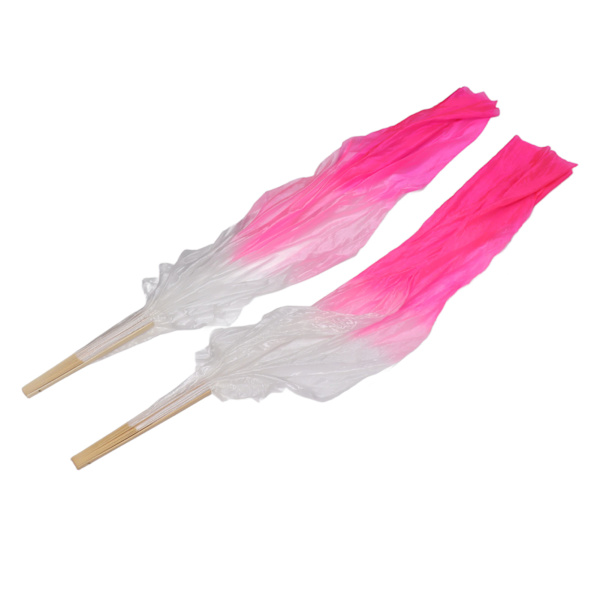 1 par lång dansfläkt Mjuk Vacker klassisk dansfläkt för magdansföreställning 1,5 m rosa och rosröd
