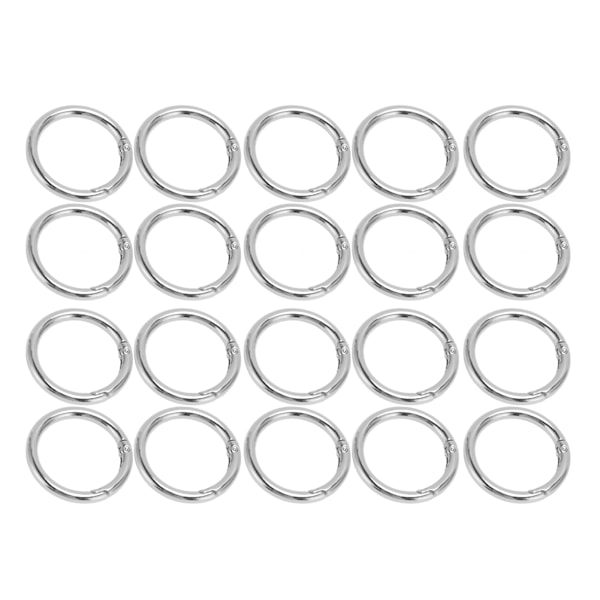 20 stk. Spring O-ringe 1,57 tommer Diameter 0,2 tommer Tyk Robust Kobber Sikker Lukning Fjederklips til Håndtaske Taske Smykker DIY Sølv Farve