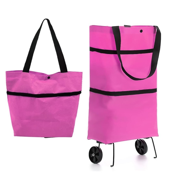 Handlepose med hjul, 2 i 1 gjenbrukbare multifunksjonelle sammenleggbare vognposer for hjem og supermarked