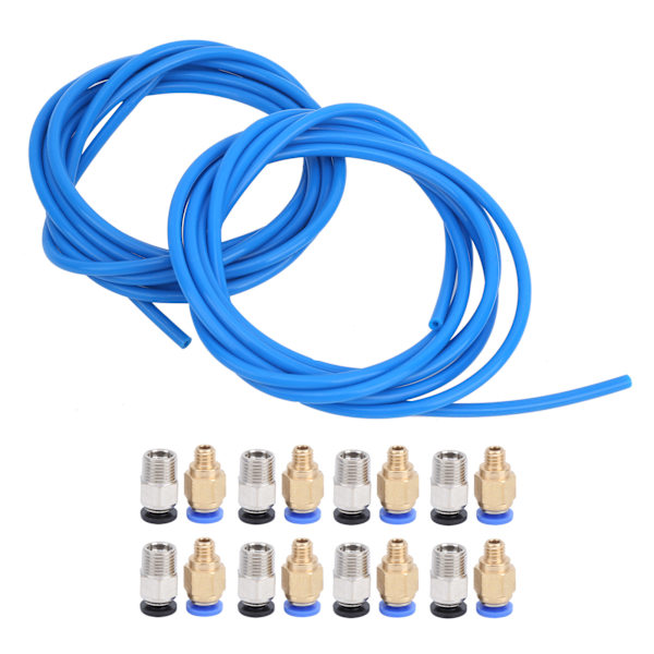 3D-printertilbehør 2 stk Blå PTFE-rør 8 stk M10 8 stk M6 pneumatisk kontakt